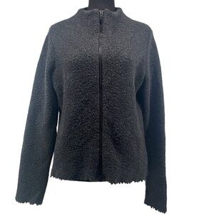 𝅺peter Mahler zip up sweater gray wool blend career soft blazer jacket sz sm
